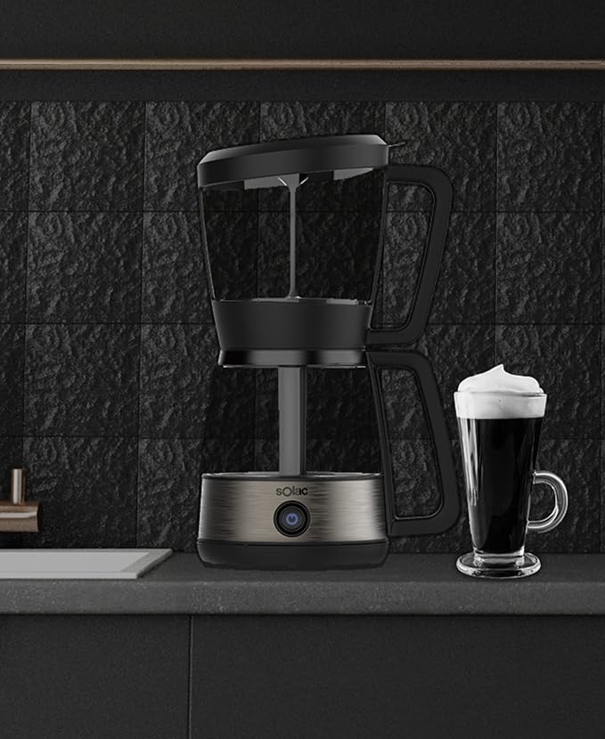 SOLAC SIPHON BREWER 3-in-1 Vacuum Coffee Maker Tea Brewer &amp Water Boiler Brushed Stainless Steel and Black 30 oz