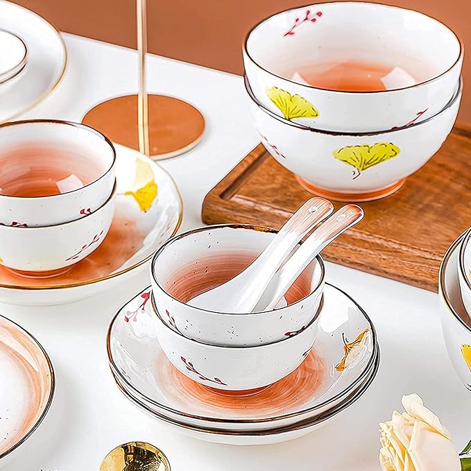 Dinnerware Sets - Luxury Gift Dishes Service Set Ceramics Dinner Sets 43 Pieces Glaze Porcelain Dinnerware Set | Cereal Bowl and Steak Plate Set for Wedding Housewarming Gift