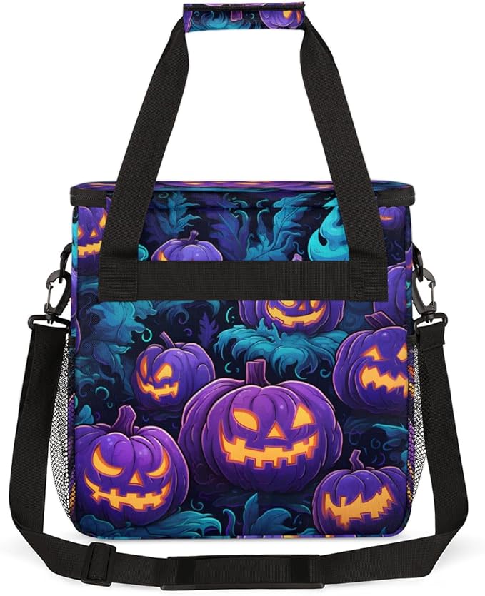 Gothic Halloween Pumpkins Coffee Maker Carrying Bag Travel Storage Bag Compatible with K-Mini or K-Mini Plus Single Serve Coffee Brewer Carrying Case with Multiple Pockets &amp Shoulder Strap