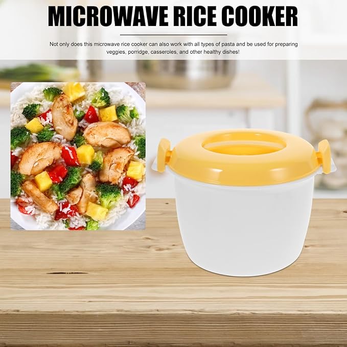 Hemoton Microwave Rice Cooker Small 4-Cup Capacity Microwavable Rice Maker with Steamer for Vegetables Pasta and Soups Convenient Compact Kitchen Appliance