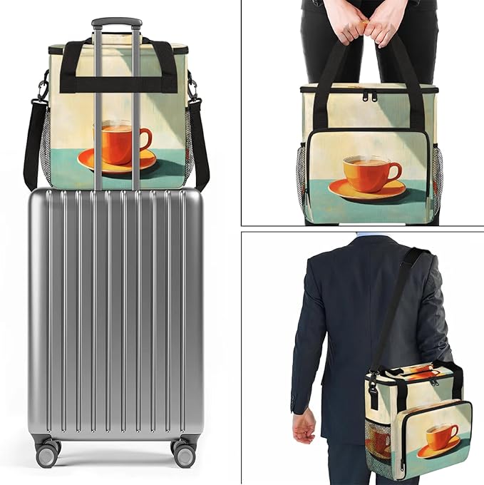 Coffee Maker Travel Bag Compatible with Keurig K-Mini or K-Mini Plus Single Serve Coffee Brewer Carrying Case with Multiple Pockets for K-Cup Pods Storage Bag With Shoulder Strap(Bag Only)