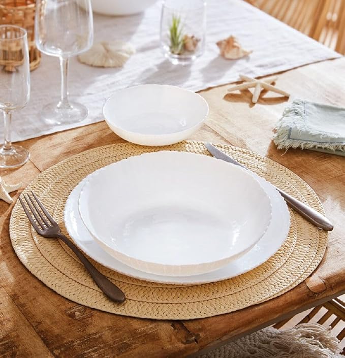 Ammonite Glass Dinnerware Set of 19 Dishwasher safe Microwave safe