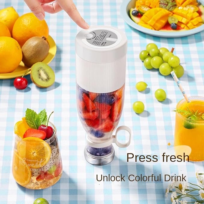 Portable juicing Cup with Four Blade juicer 401ml Large Capacity 30W Power USB Charging juicing Stirring and Milkshake Making. Comes with a Cup Design