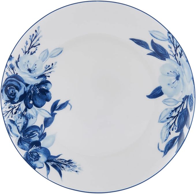 Mikasa Darcy Bone China Lightweight Chip Resistant 12 Piece Dinnerware Set Service for 4Blue and White