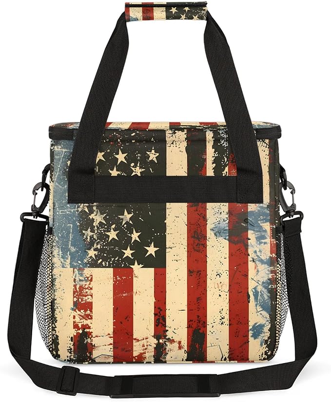 Usa Flag Coffee Maker Carring Bag Large Insulated Storage Organizer Case Tote Bags with Shoulder Strap for Travel Work Picnic