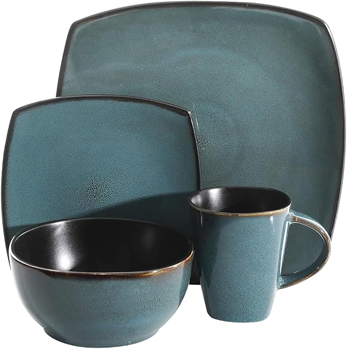 Gibson Elite Soho Lounge 16 Piece Dinnerware Set Teal