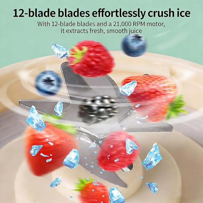 Wireless Portable Blender Personal Juicer 530ml Cordless with 50W Motor for Smoothies &amp Shakes Quick Rinse Mode USB Fast Charging Personal Blender for Travel Home Office (white)