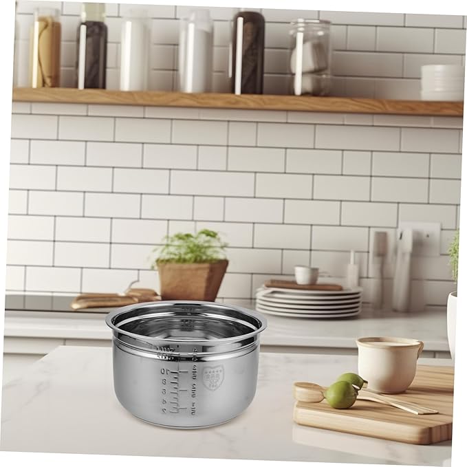 1set Stainless Steel Electric Cooker Inner Pot with Rice Draining Basket Efficient Water Drainage for Fluffy Rice Soup Separation Design Easy to Clean Cookware for Electric Hot Pot