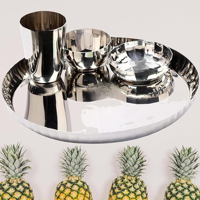 Stainless Steel Citrus Dinner Set Heavy Gauge Dinnerware 4 Pieces (Stainless Steel (Heavy Guage) Citrus Dinner Set)