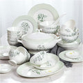 Ceramic 30 Pieces of Household Porcelain Dinnerware Set Creative Lotus Shaped Plates and Bowls Sets Elegant Pastoral Style Dishes SetService for 6 Ceramic Dinner