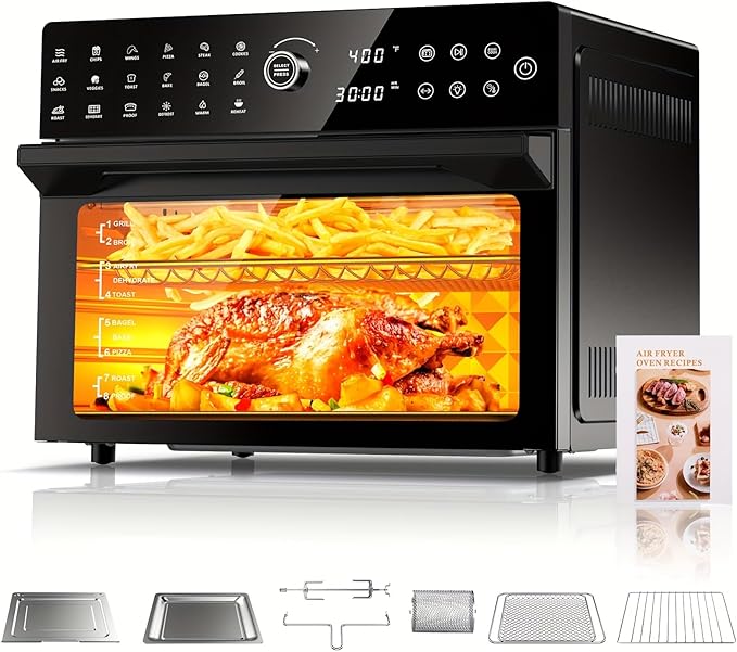 30QTOversized French Door Air Fryer Toaster Oven Combination Featuring 20 Cooking Functions And Digital Control Compatible with 13 Pizza Turkey (1)