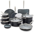 GreenPan 17 Piece Nonstick Swift Cookware Set Ceramic PFAS-Free Pots &amp Pans with Lids Dishwasher &amp Oven/Broiler Safe to 600F Kitchen Cooking Set Sauce Saute Stock Griddle Frying Pans