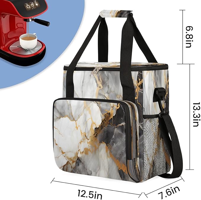 Classic Patterns Marble Coffee Maker Travel Bag for K-Mini or K-Mini Plus Single Serve Coffee Brewer Portable Storage Tote Case for Tarvel