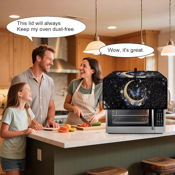 Dust-proof Toaster Oven Heat-Resistant Air Fryer Microwave Cover with Top Handle Side Protects Elevate Kitchen Style While Protecting Appliances Butterfly Moon Stars