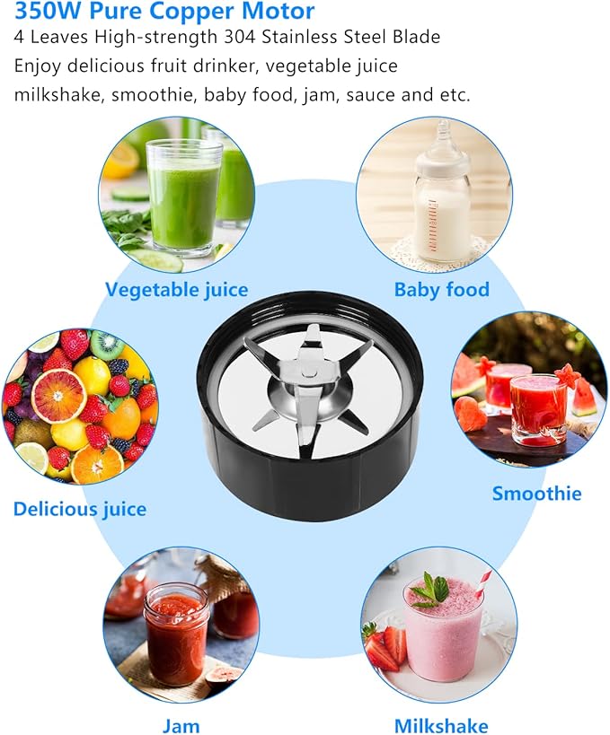 Personal Blender with Button350W Professional Kitchen Blender for Smoothies and ShakesPortable Smoothie Maker MixerEasy Cleaning&ampOperationSuitable for Carrying or Storage