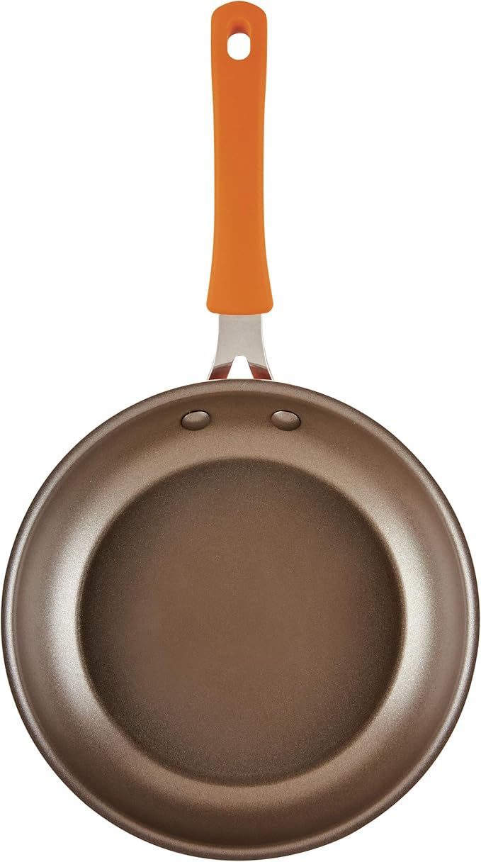 Rachael Ray Cook + Create Nonstick Pots and Pans Set with Universal Space-Saving Lids Baking Pan/Cookie Sheet and Kitchen Cooking Tools Cookware Set 11 Piece - Orange