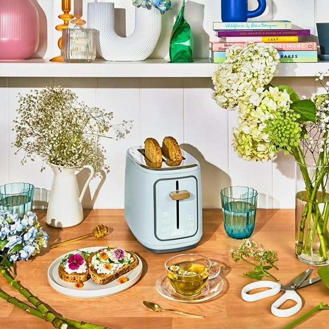 2 Slice Toaster Touch-Activated Display Extra Wide Slots Bagel Function Stainless Steel Kitchen