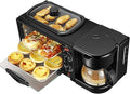 Breakfast Station 3-in-1 with Coffee Maker Non-Stick Griddle &amp 4-Slice Toaster Oven - Versatile Kitchen Appliance for Apartments and Kitchenettes