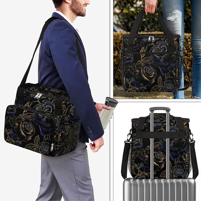 Rose Golden Blue Coffee Maker Carring Bag Travel Carrying Storage Tote Bag Compatible with Keurig K-Mini or K-Mini Plus Portable Single Serve Coffee Brewer Case with Pockets for K-cup Pods