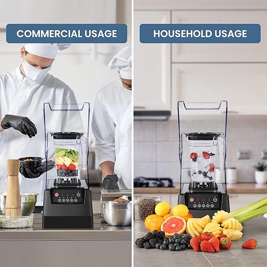 SYBO HS-210 Commercial Professional Blender with Quiet Shield Heavy-Duty 1400W High-Speed 48oz BPA Free Container Easy to Clean Dishwasher safe for Juice Ice Shakes Smoothies Frozen Drinks