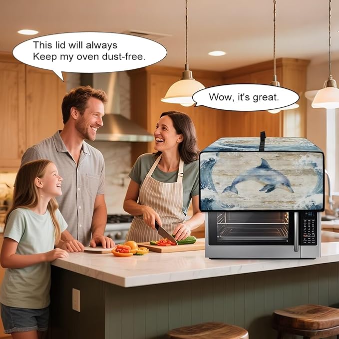 Dolphin Print Toaster Oven Air Fryer Cover Heavy Duty Bread Maker Machine Covers with Accessory Pockets Kitchen Small Appliance Accessories M