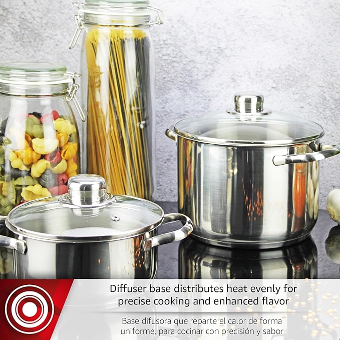 MAGEFESA Dux 7-Piece Stainless Steel Cookware Set crafted from 18/10 stainless steel suitable for all stovetop types effortless clean dishwasher safe