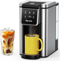 Single Serve Coffee Maker for K-Cup Pod and Grounds Hot and Iced Coffee Maker Strong Button Feature 6 to 14oz Brew Sizes 50oz Removable Tank Up to 6.5 Inch Cup Stainless Steel Black