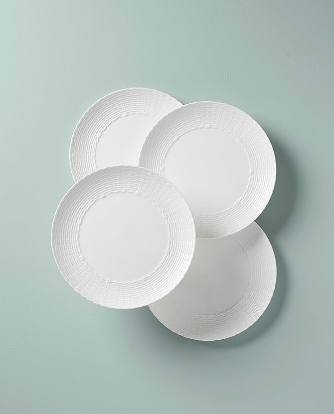 Lenox Wicker Creek Dinner Plates 7.10 White Set of 4