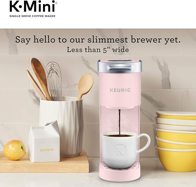 Keurig K-Mini Single Serve K-Cup Pod Coffee Maker 6 to 12oz Brew size with Cord Storage Perfect for Small Spaces Dusty Rose