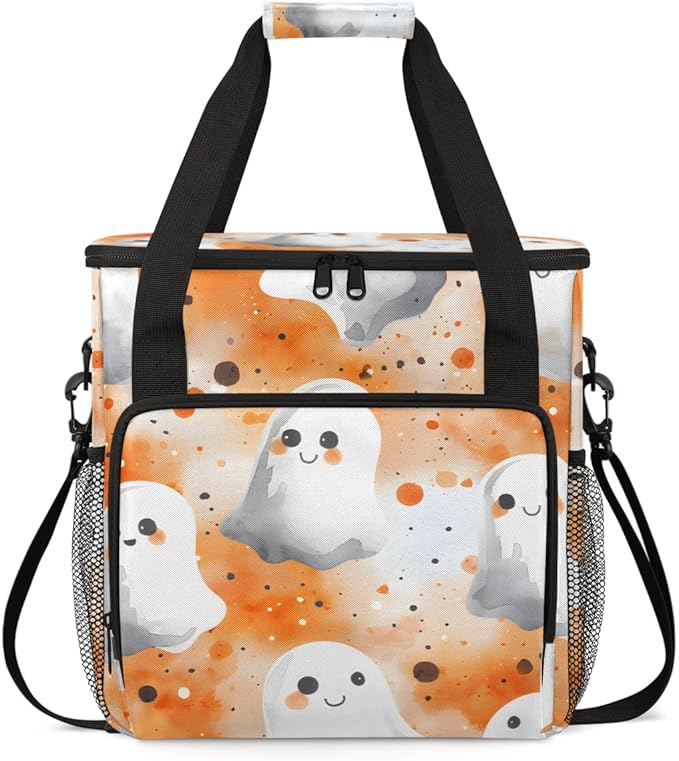 Watercolor Spooky Ghost Coffee Maker Carrying Bag Travel Storage Bag Compatible with K-Mini or K-Mini Plus Single Serve Coffee Brewer Carrying Case with Multiple Pockets &amp Shoulder Strap
