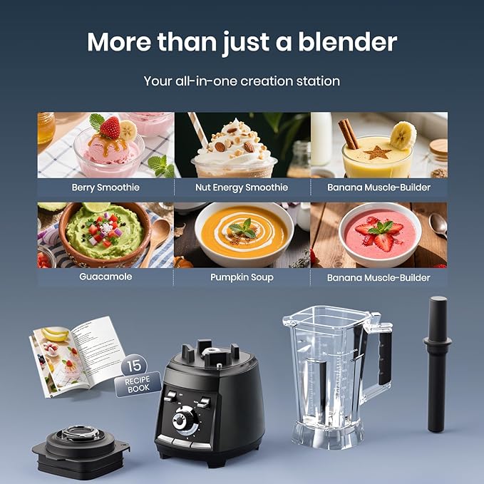 Blenders for kitchen 1800W Smoothie Blender Professional High Speed Countertop Blender with Stainless Steel Blades 68-oz. Pitcher Ice Crushing &amp Frozen Fruit BPA Free Black