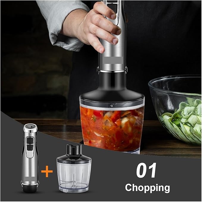 Fit for 4 in 1 High Power 1200W Immersion Hand Stick Blender Mixer with Chopper and Smoothie Cup - Stainless Steel Ice Blades for Effortless Blending