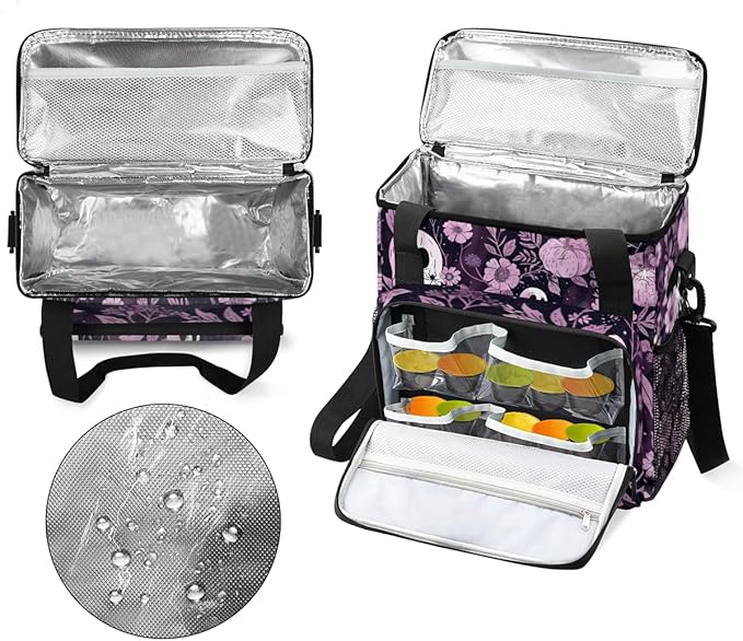 Ghosts Pumpkins Flowers Coffee Maker Carrying Bag Travel Storage Bag Compatible with K-Mini or K-Mini Plus Single Serve Coffee Brewer Carrying Case with Multiple Pockets &amp Shoulder Strap