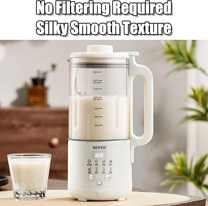 Soy Milk Maker Machine 8 in 1 Automatic 12H Delay Start Multifunction Nut Milk and Juice Maker with Auto Clean/Self-Clean Boil Water &amp Keep Warm for Home Use