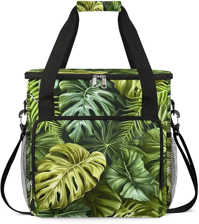 Coffee Maker Carrying Bag Palm Leaves Summer Theme Single Cup Coffee Maker Travel Bag Compatible with Keurig K-Mini or K-Mini Plus Portable Storage Bag with Shoulder StrapAZ-206