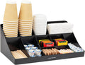 Mind Reader Cup and Condiment Station Countertop Organizer Coffee Bar Kitchen Stirrers 17.875L x 9.5W x 6.625H Black