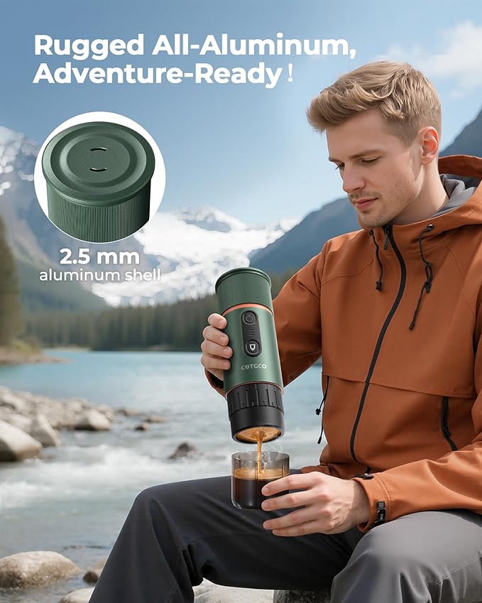Portable Espresso Coffee Maker Travel Coffee Maker for Camping 20 Bar Self‑Heating Rechargeable with USB-C with NS Capsule for Car/Travel/Camping