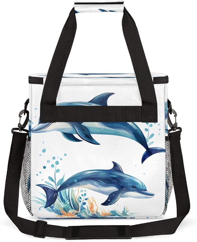 Dolphin Coffee Maker Carrying Bag Cartoon Dolphin Travel Storage Bag Compatible with K-Mini or K-Mini Plus Single Serve Coffee Brewer Carrying Case with Multiple Pockets &amp Shoulder Strap