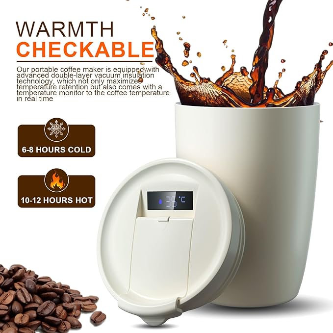 Self-Heating Electric Coffee Maker Cup Portable Mini Coffee Maker Compact Design for Camping Hiking Traval