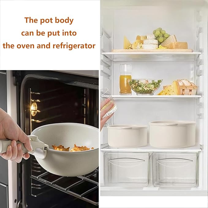 Pots and Pans Set Non Stick Dishwasher Safe with Lids Induction Kitchen Cookware Nonstick Cooking Set with Removable Handle Stain &amp Scratch-Resistant PFAS/PFOA Free15 Pieces