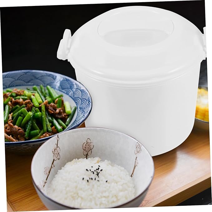 Microwave Rice Cooker with Steamer Basket Large Capacity Reusable Household Rice Cooker Container for Even Heating and Fresh Flavor Retention Versatile Microwaveable Food Steamer