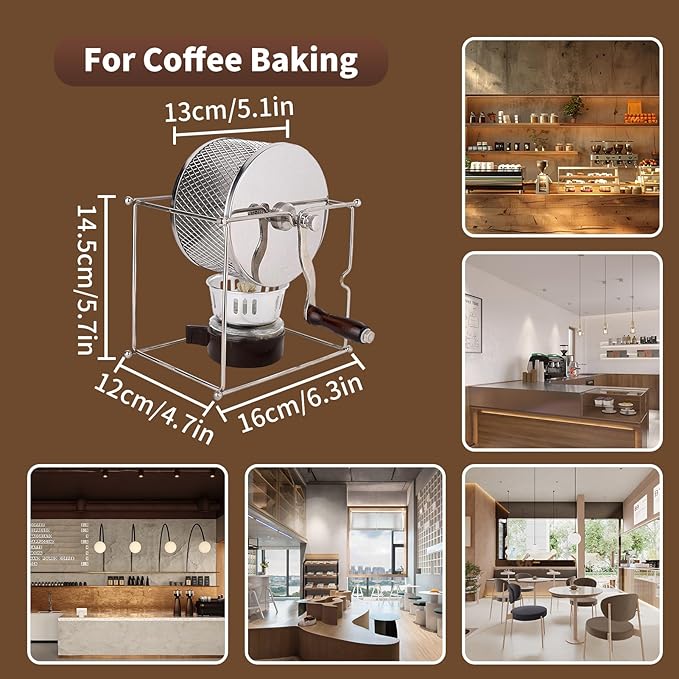 Coffee Beans Machine Mini Coffee Roaster Manual Coffee Beans Rollers Stainless Steel Roaster Coffee Machine for Home Kitchen