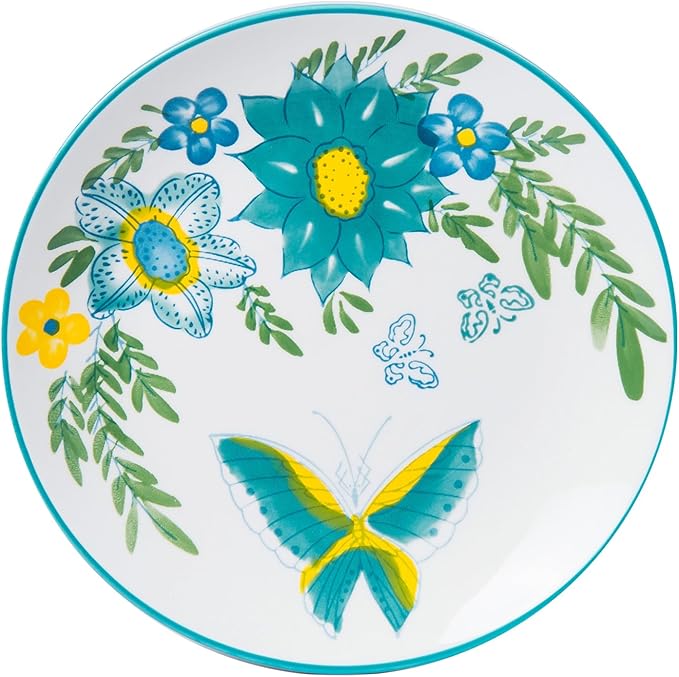 HomePop Ceramic 12-Pieces Dinnerware SetsDish Plates and Bowls Sets - Blue Turquoise