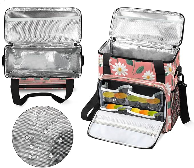 Foral Daisy Printed Coffee Maker Carrying Bag for Keurig K-Mini or K-Mini Plus Storage Portable Coffee Maker Travel Bag