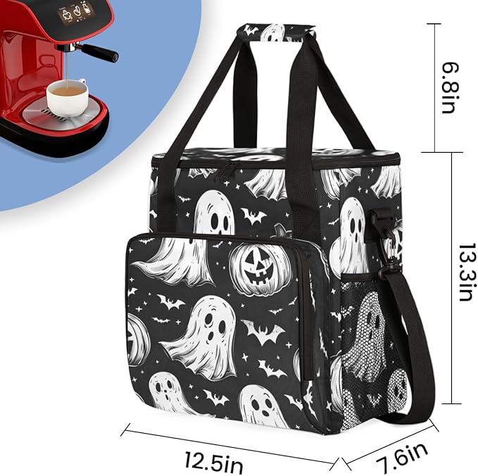 Gothic Pumpkin Coffee Maker Carrying Bag Magical Pumpkin Travel Storage Bag Compatible with K-Mini or K-Mini Plus Single Serve Coffee Brewer Carrying Case with Multiple Pockets &amp Shoulder Strap