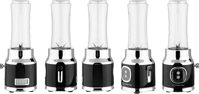CULINARY CHEF Retro Smoothie Maker Personal Blender with Mason Jar Perfect for Shakes and Smoothies Countertop Dishwasher Safe BPA-Free High Power 300W Black