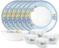 Gourmet Dinnerware Set For 6 19 Pieces White Dinner Plates and Bowls Sets Chip Resistant Tempered Opal Glass Stain Resistant Dishwasher &amp Microwave Safe Dinner Set For Gifting (Blue Cascade)