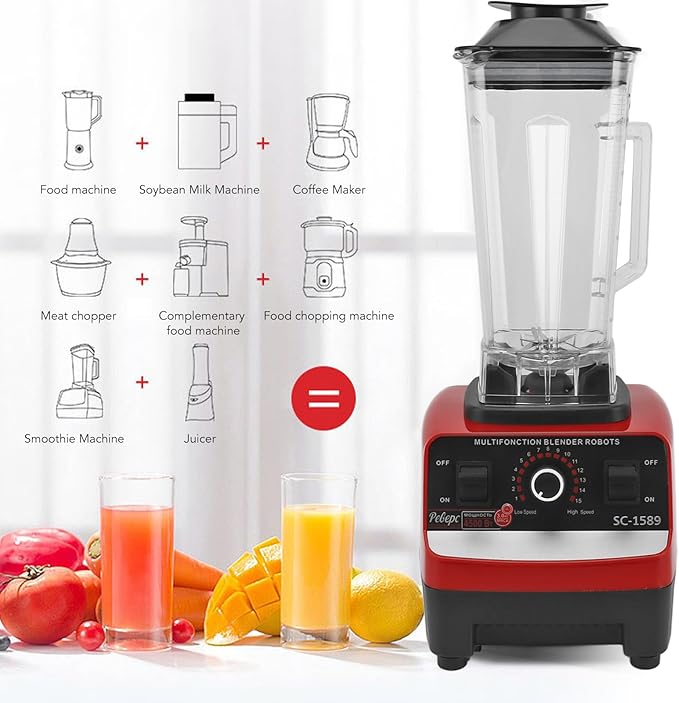 Countertop Blender Smoothie Blender 15 Speed Large Capacity Multi Function Food Processor for Smoothies Ice and Frozen Fruit for Home Kitchen Use