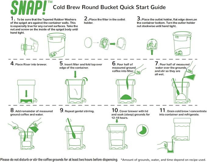 Snap! Cold Brew Round Bucket- 5 gallon Commercial Cold Brew SystemCold Brew Coffee Set-Whtie