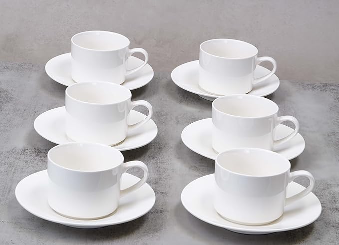 Bone China Rim Shape Elegance White12pc Coffee Set